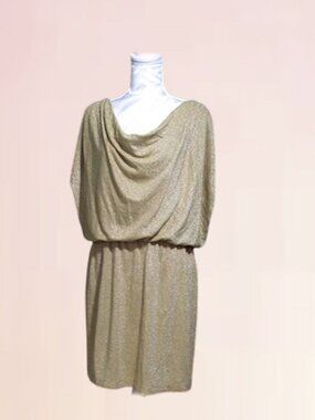 Nine & co. size 12 women blouson mini dress color gold